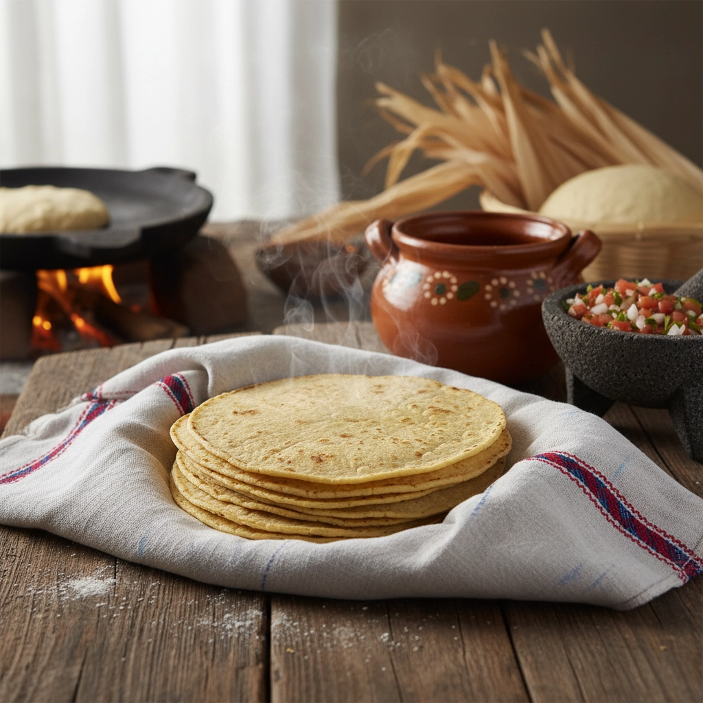 Fresh tortillas stacked and ready